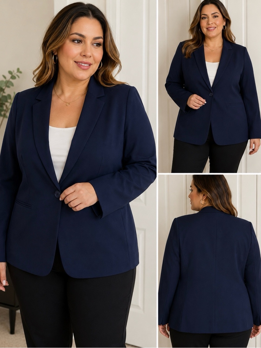 INC International Concepts Navy Blue One Button Blazer Jacket Women’s 20W Plus